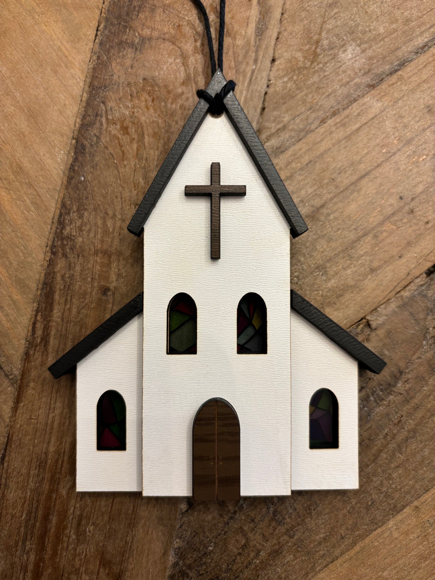 Church Ornament (with Acrylic Stained Glass Windows)