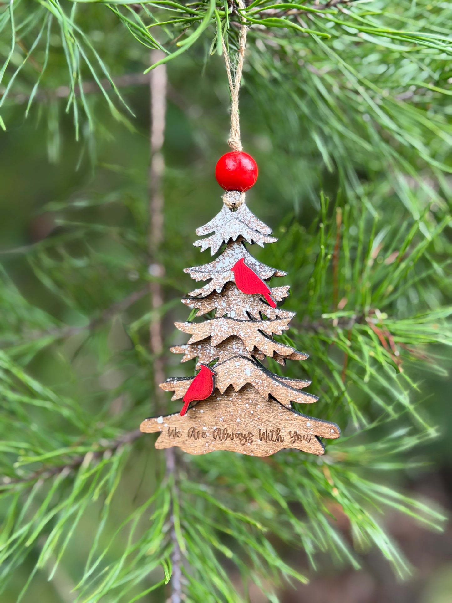 “We are always with you” - Double Cardinal Tree Ornament