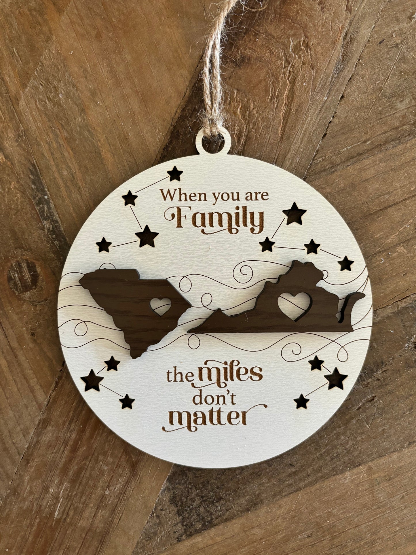 “The miles don’t matter” - Family/State Ornament